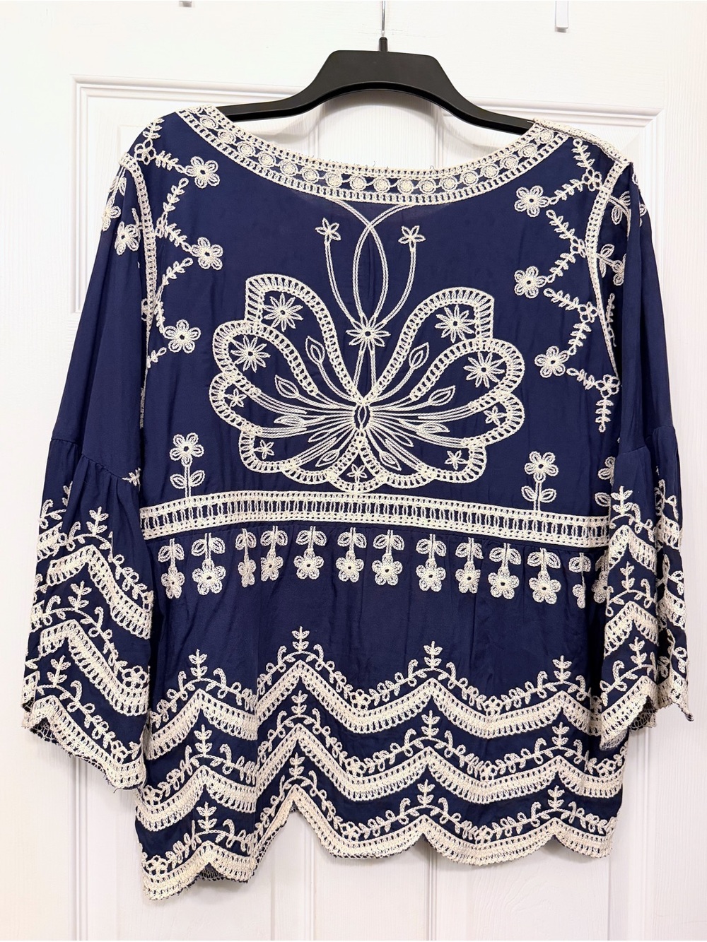 Ana & Rose, Navy Embroidered Boho Top - Picture 2 of 3